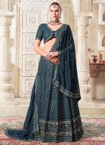 Premium Net Navy Blue Wedding Wear Sequins Work Lehenga Choli